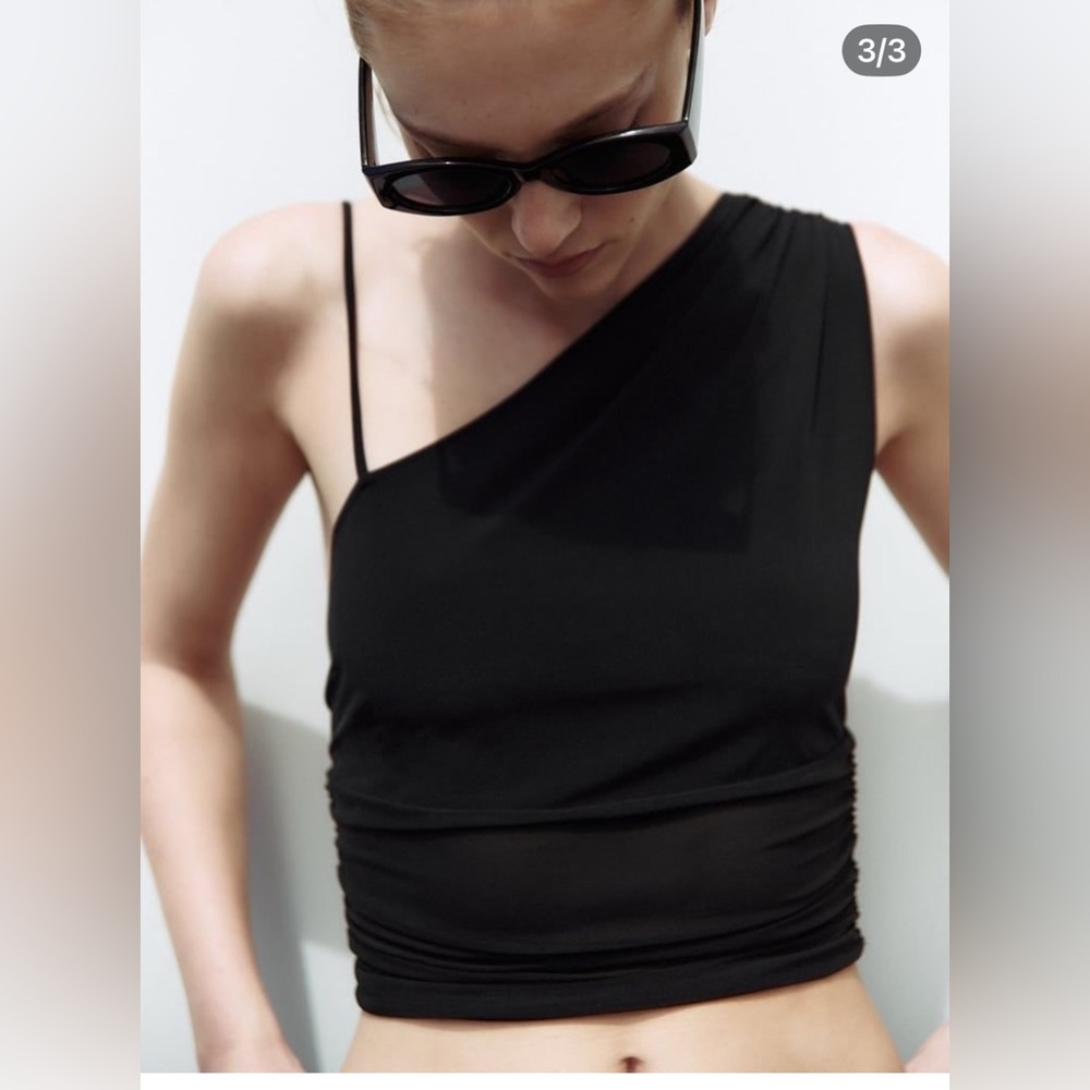 Zara Black One-Shoulder Top